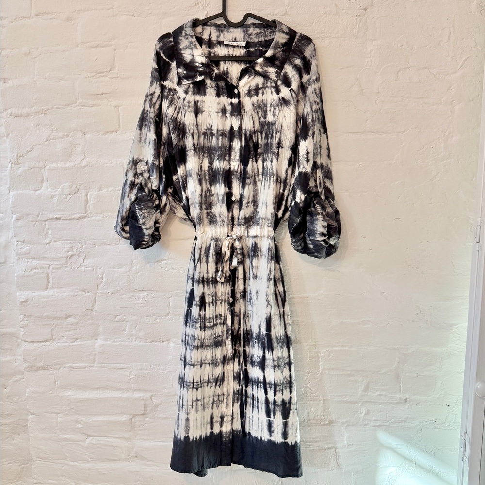 Calvin Klein pure silk, Shibori button down dress XL